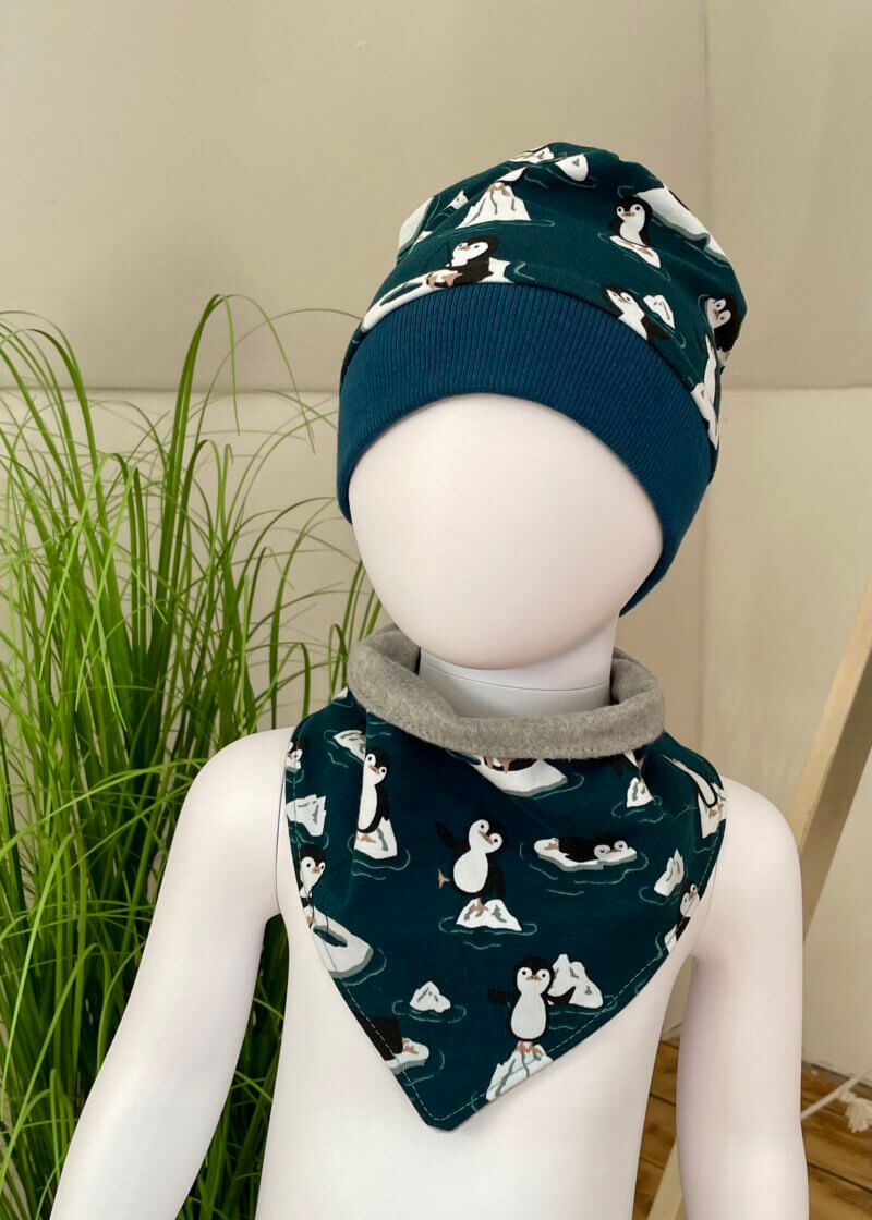 Set Beanie und Halstuch Pinguin