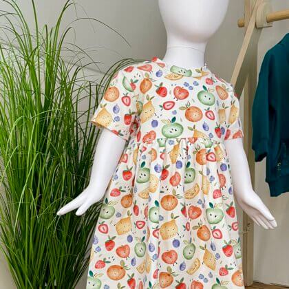 Kleid kurzarm Früchte - Größe: 92