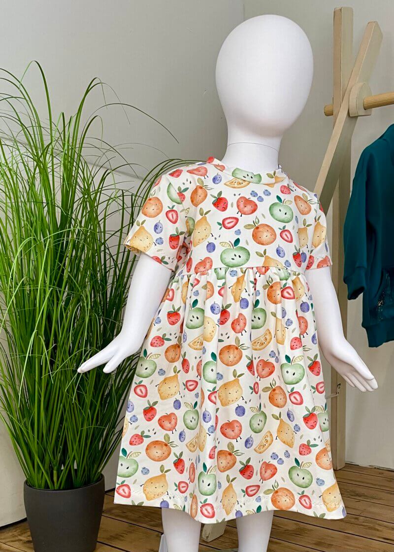 Kleid kurzarm Früchte - Größe: 92