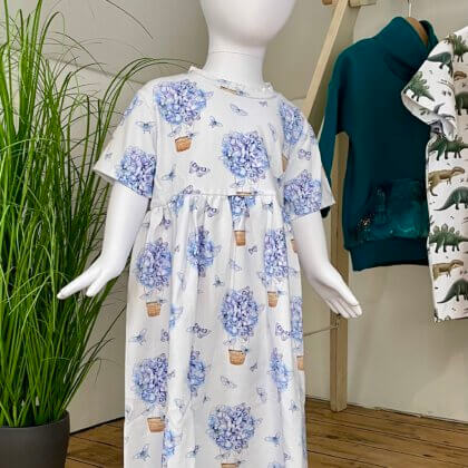 Kleid kurzarm Hortensien - Größe: 110