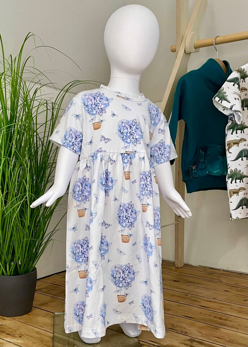 Kleid kurzarm Hortensien - Größe: 110