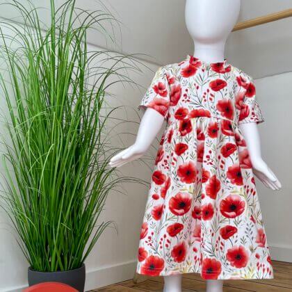 Kleid kurzarm Mohnblumen - Größe: 104