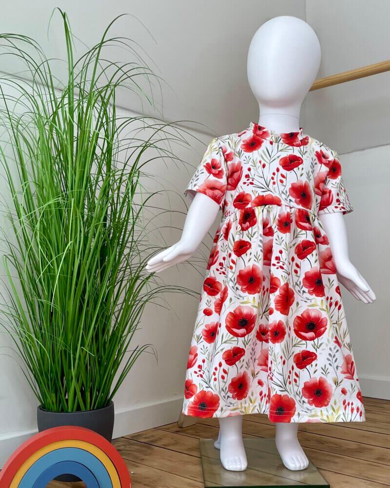 Kleid kurzarm Mohnblumen - Größe: 104